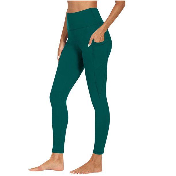 KUKOOSONG Girls's Excessive-Waisted 7/8 Size Yoga Pants with Tummy Management and Pockets - Good for Exercises