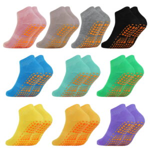 Usavemo 10 Pairs Unisex Non-Slip Yoga and Trampoline Socks with Grip – Hospital, Pilates, and Sports activities Socks for Males and Ladies